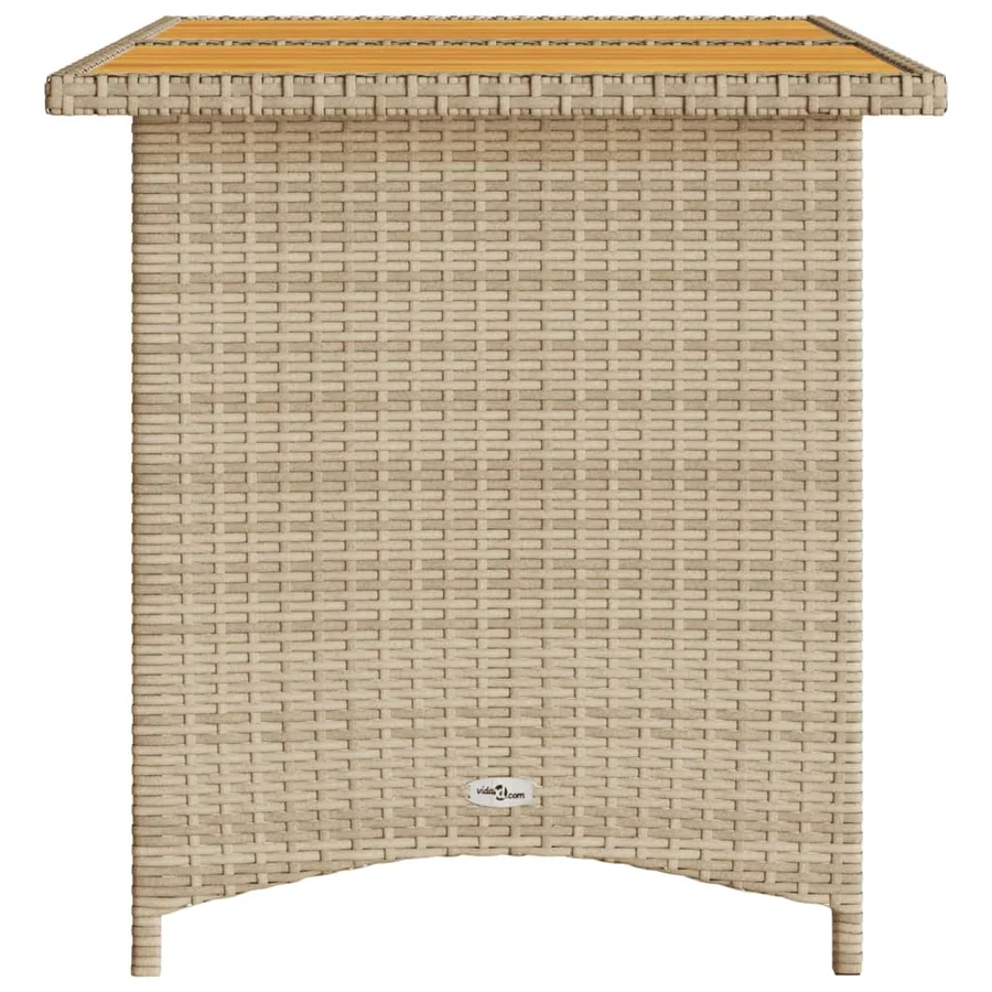 Table de jardin avec dessus en bois noir 110x68x70 cm rotin - 5