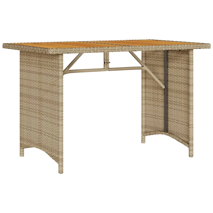 Table de jardin avec dessus en bois noir 110x68x70 cm rotin - 6