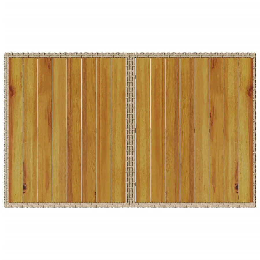 Table de jardin avec dessus en bois noir 110x68x70 cm rotin - 7
