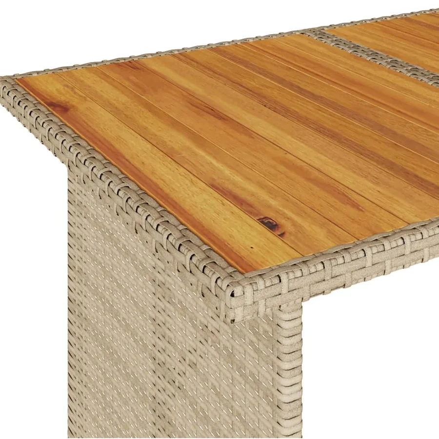 Table de jardin avec dessus en bois noir 110x68x70 cm rotin - 8