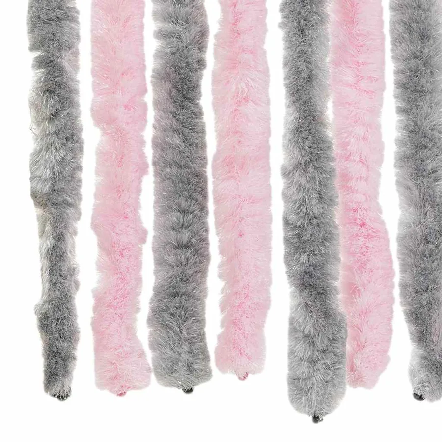Rideau anti-mouches gris argenté et rose 100x200 cm chenille - 6