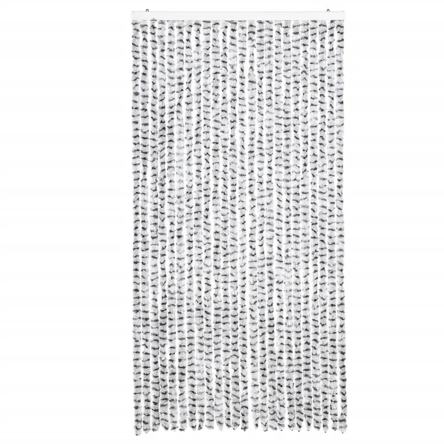 Rideau anti-mouches gris clair et gris foncé 100x230cm chenille - 3
