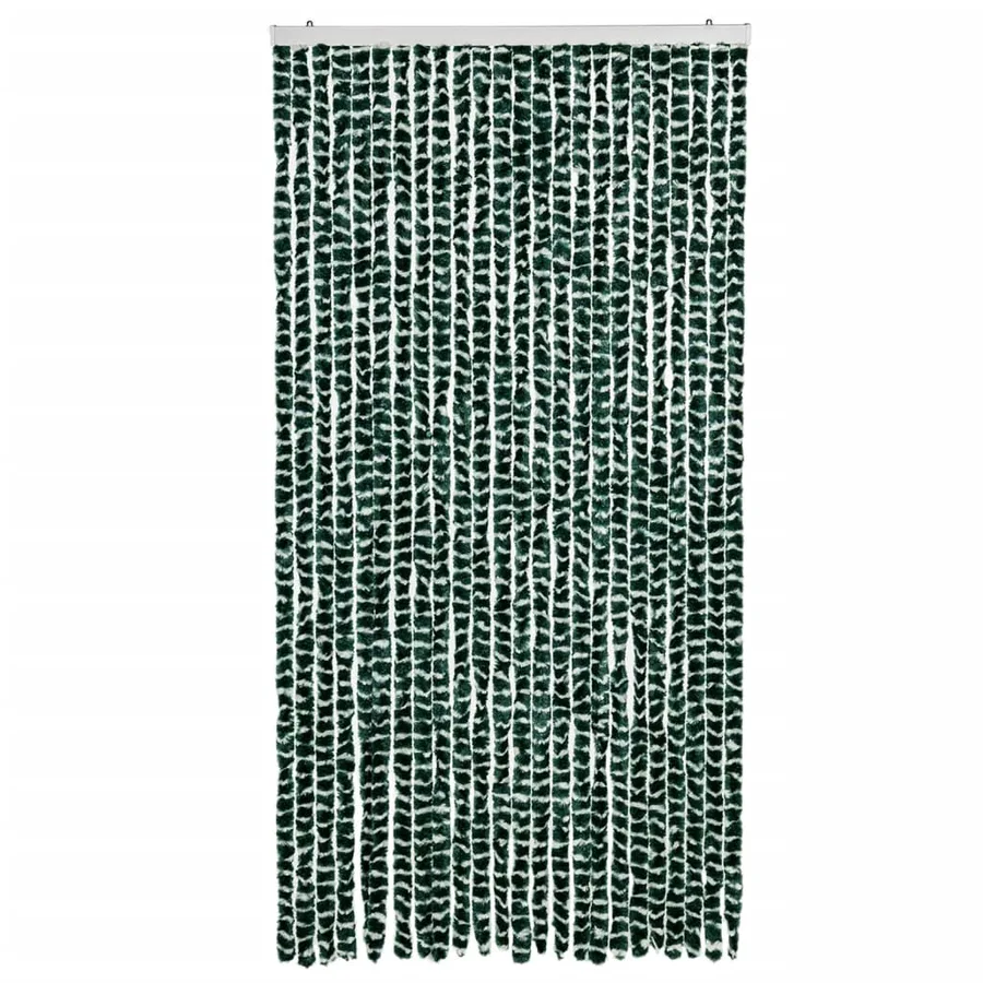 Rideau anti-mouches vert et blanc 100x200 cm chenille - 3