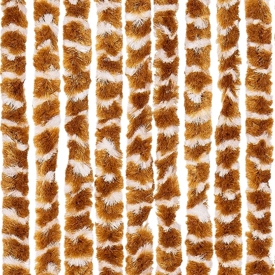 Rideau anti-mouches ocre et blanc 100x200 cm chenille - 5