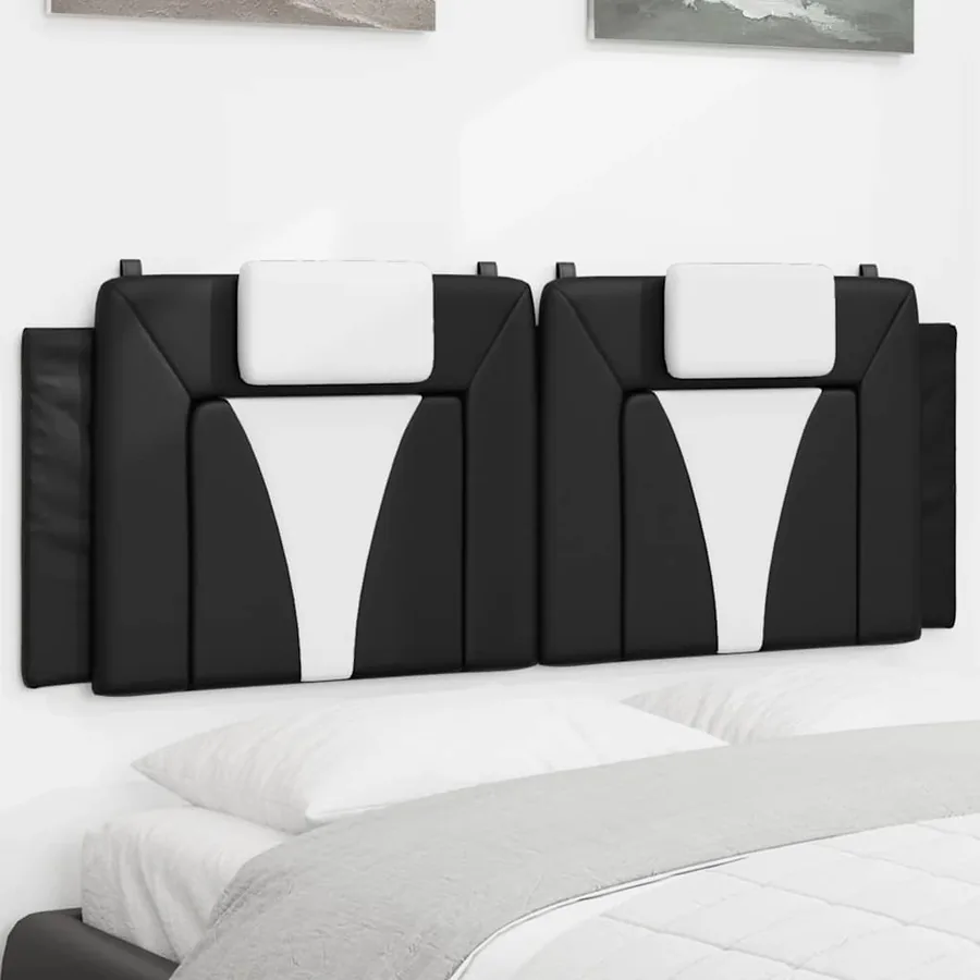 Coussin de tête de lit Viana noir et blanc 120 cm similicuir