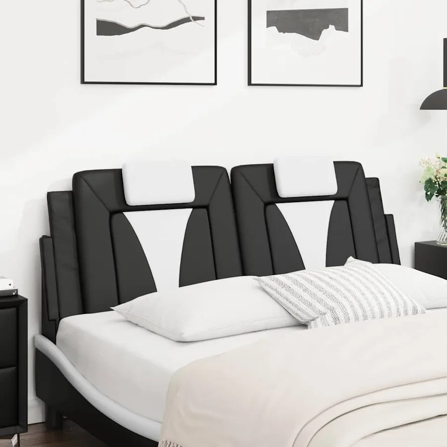 Coussin de tête de lit Viana noir et blanc 120 cm similicuir - 3