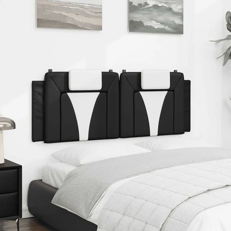 Coussin de tête de lit Viana noir et blanc 120 cm similicuir - 4