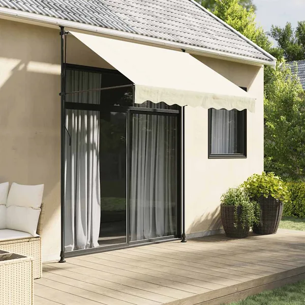 Auvent rétractable crème 250x150 m tissu et acier