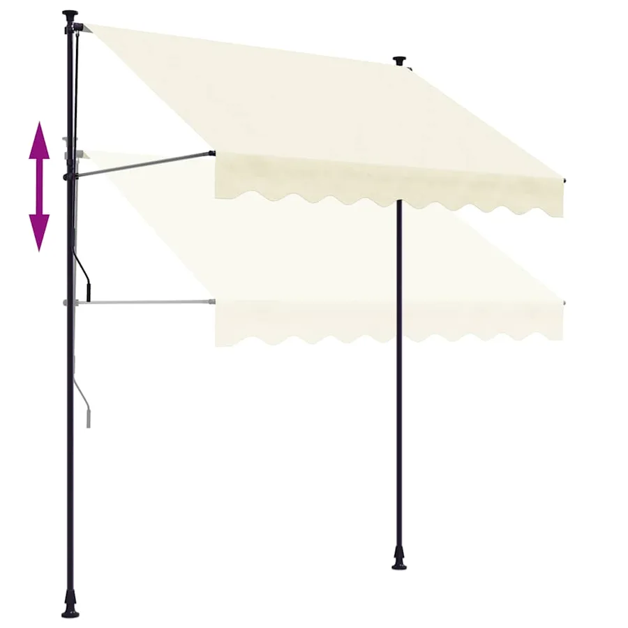 Auvent rétractable crème 250x150 m tissu et acier - 9
