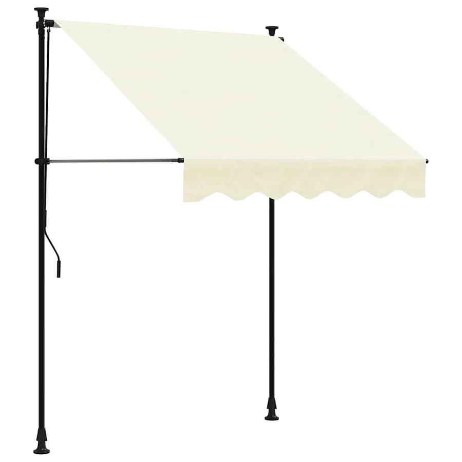 Auvent rétractable crème 150x150 m tissu et acier - 2