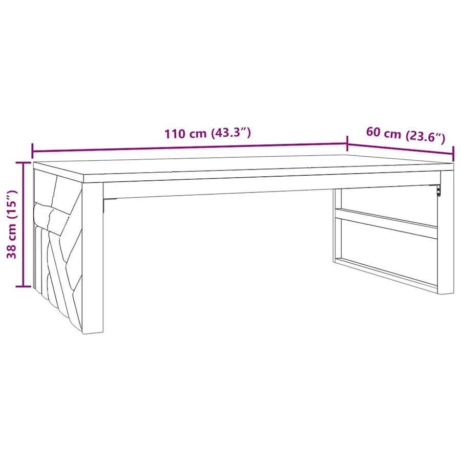 Table basse 110x60x38 cm bois de teck solide - 8