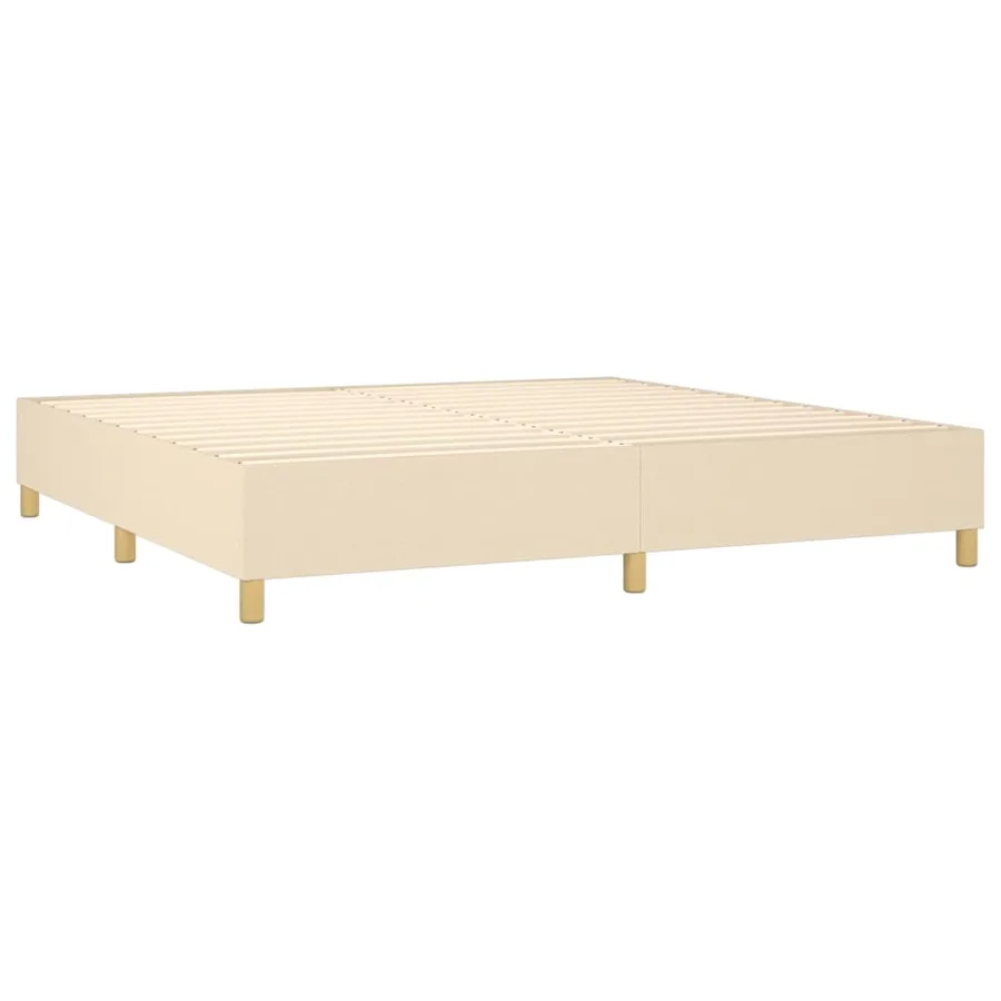 Sommier à lattes de lit et matelas et LED Crème 200x200cm Tissu - 5