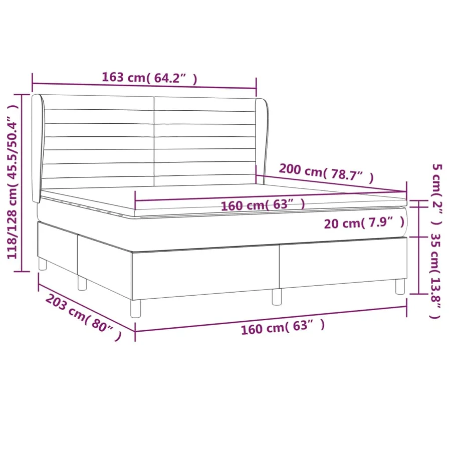 Sommier à lattes de lit avec matelas Gris clair 160x200cm Tissu - 7