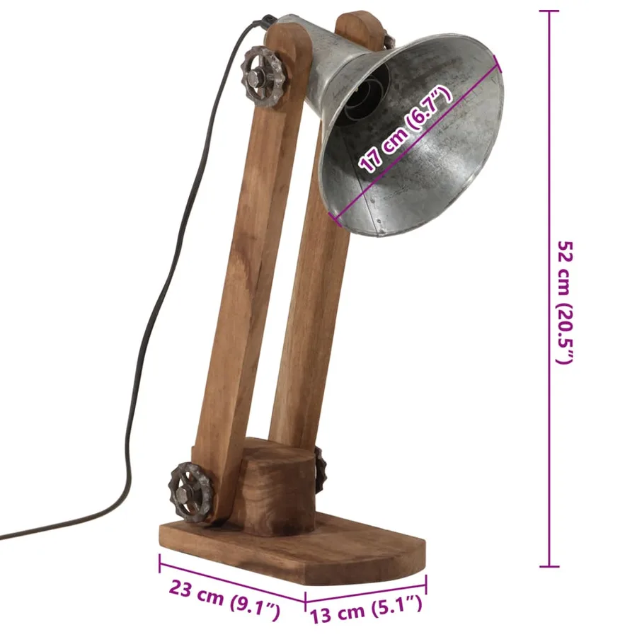 Lampe de bureau 25 W argent vintage 23x13x52 cm E27 - 11