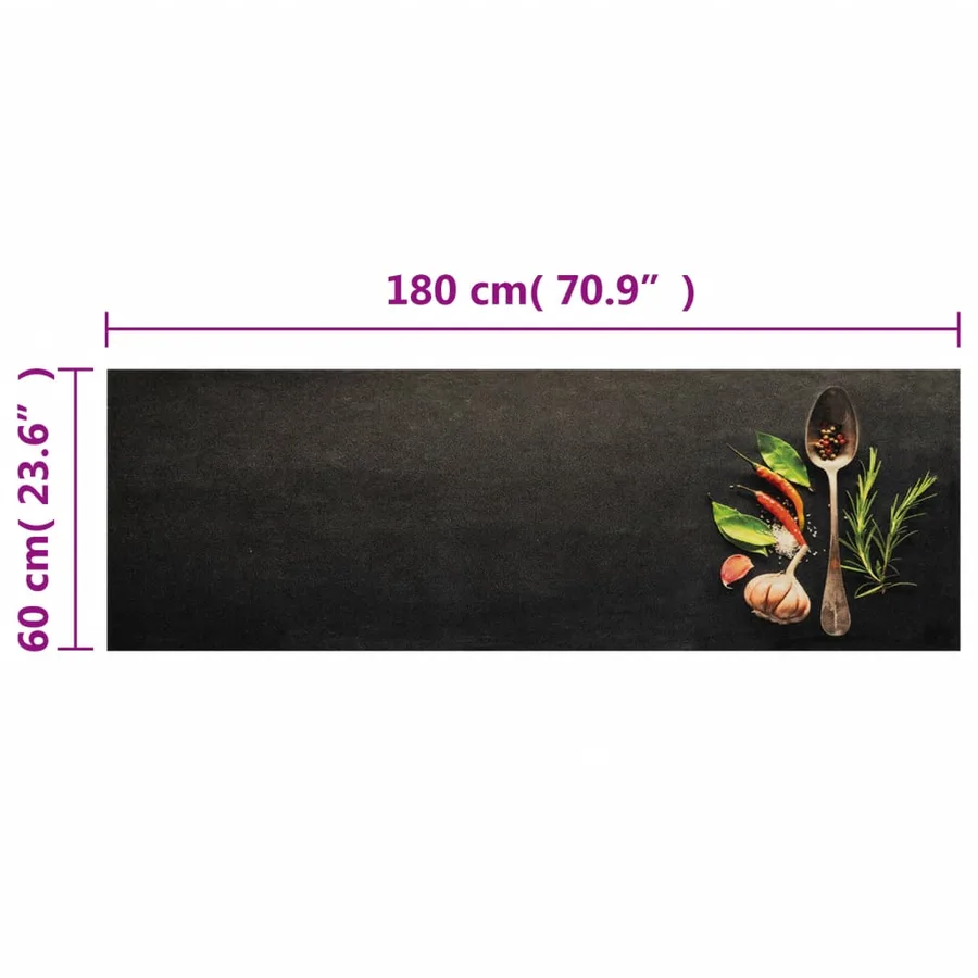 Tapis de cuisine lavable impression d'épices 60x180 cm velours - 5
