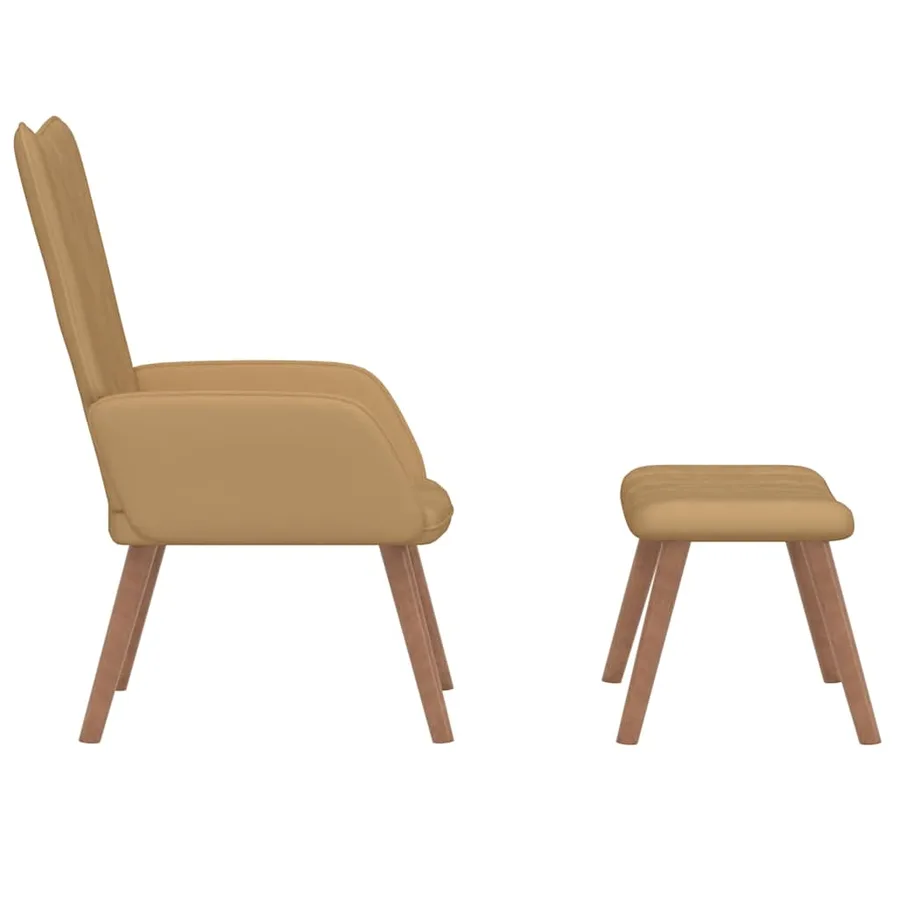 Chaise de relaxation avec repose-pied Marron Velours - 4