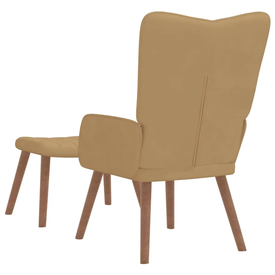 Chaise de relaxation avec repose-pied Marron Velours - 5