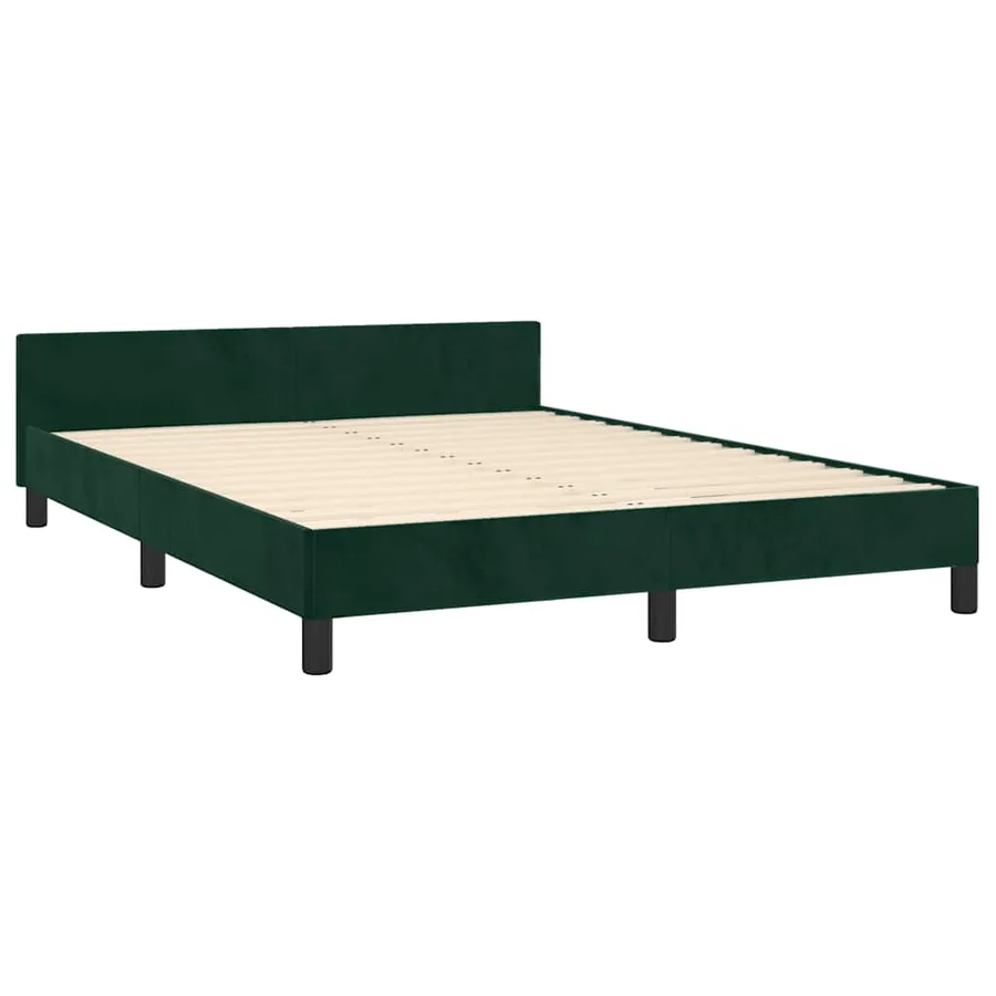 Cadre de lit sans matelas vert foncé 140x190 cm velours - 5