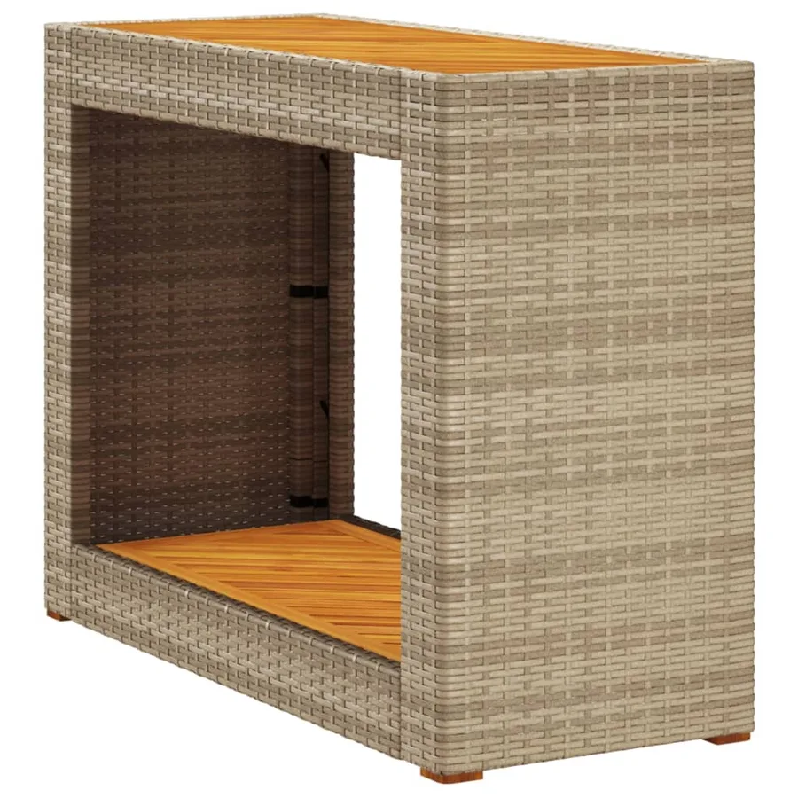 Table d'appoint de jardin dessus en bois beige 100x40x75 cm - 2