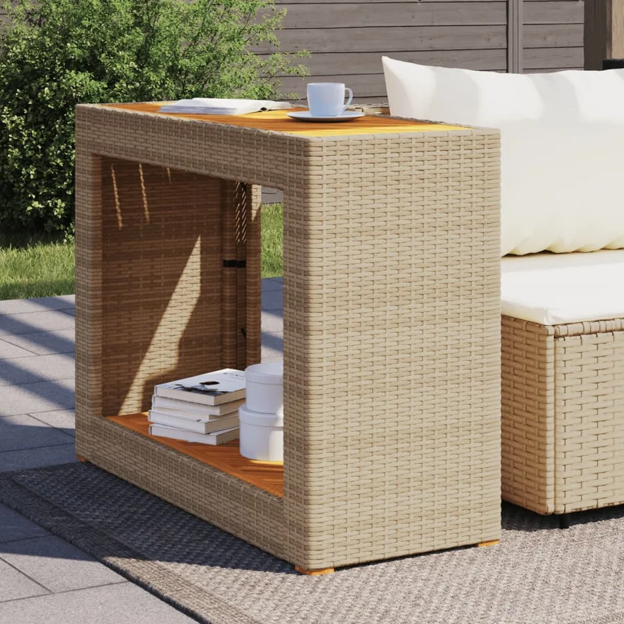 Table d'appoint de jardin dessus en bois beige 100x40x75 cm - 3