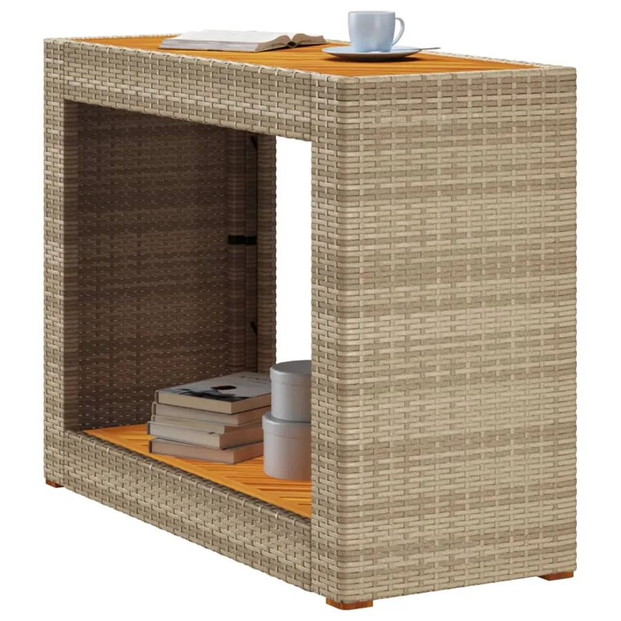 Table d'appoint de jardin dessus en bois beige 100x40x75 cm - 4