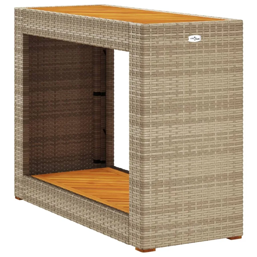 Table d'appoint de jardin dessus en bois beige 100x40x75 cm - 7
