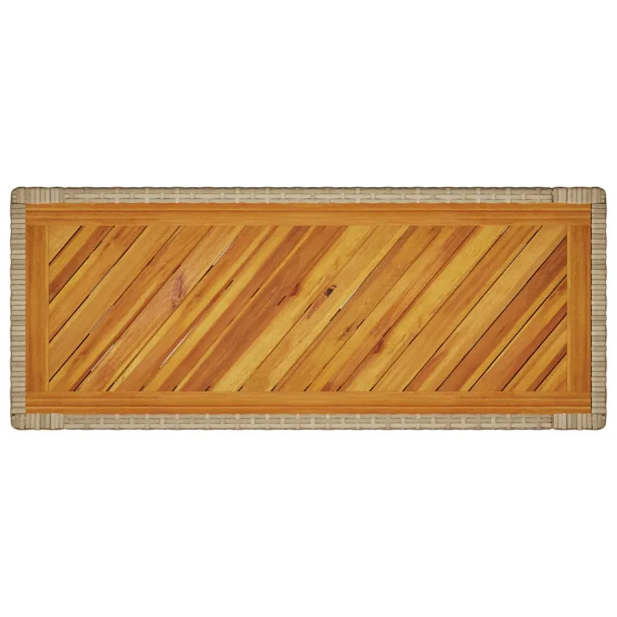 Table d'appoint de jardin dessus en bois beige 100x40x75 cm - 8