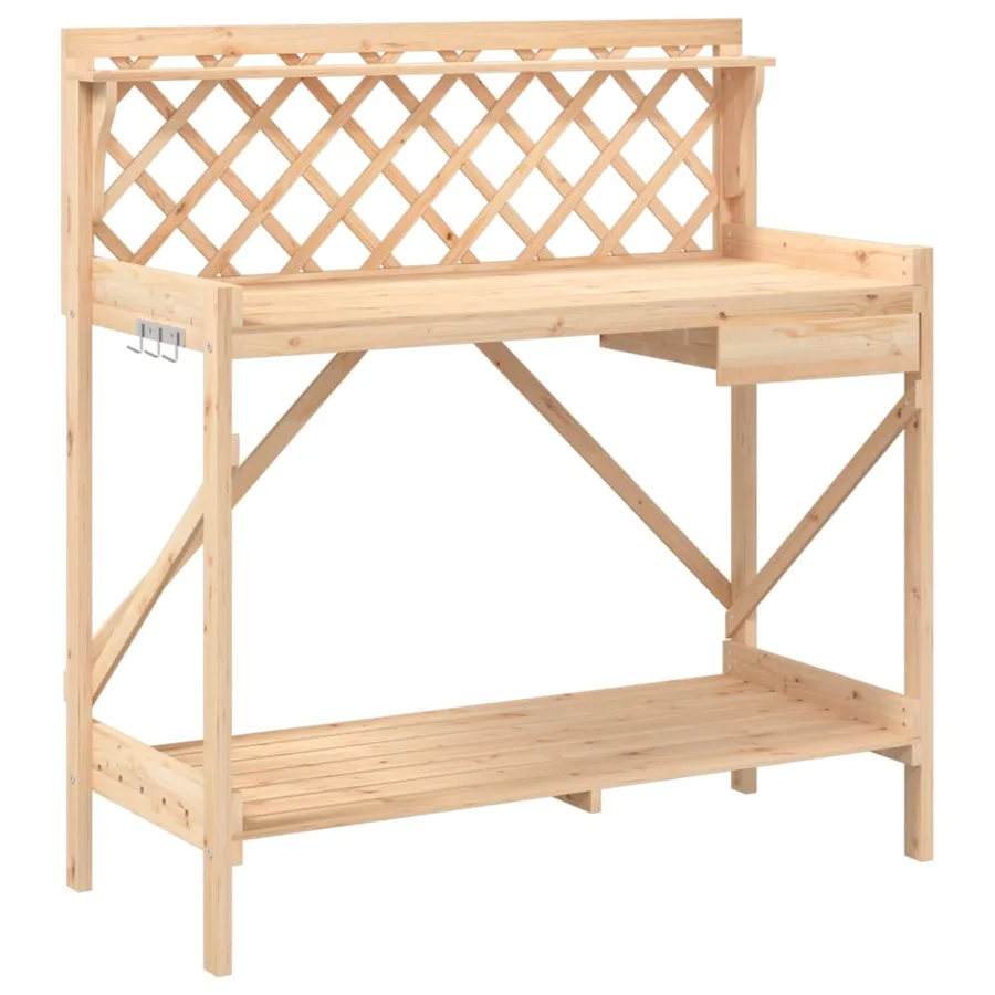 Banc de rempotage avec treillis bois massif de sapin - 2