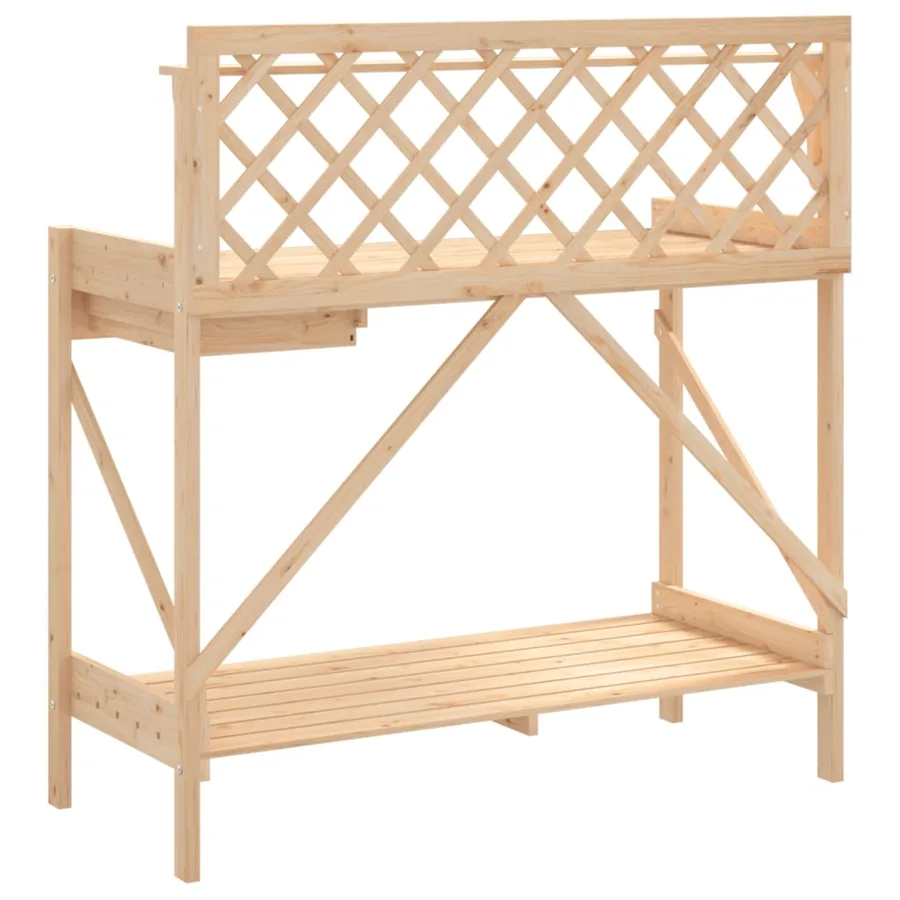 Banc de rempotage avec treillis bois massif de sapin - 7
