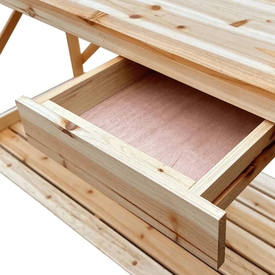 Banc de rempotage avec treillis bois massif de sapin - 8