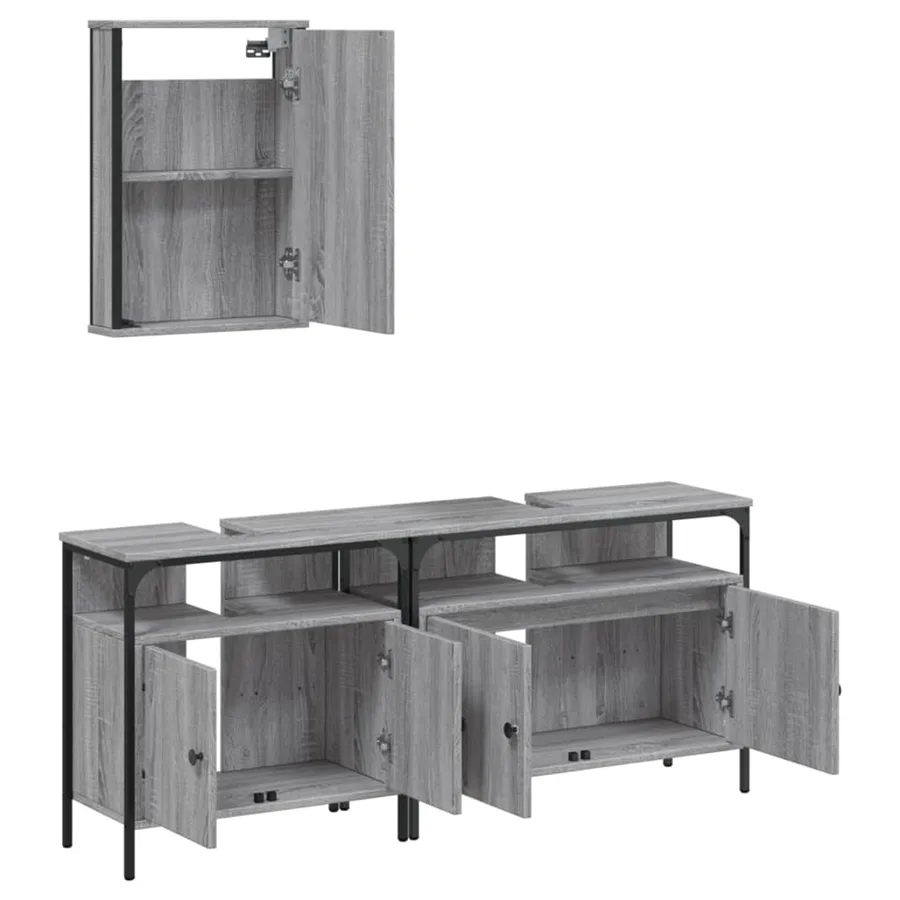 Ensemble de meubles de salle de bain 3 pcs Sonoma gris - 5