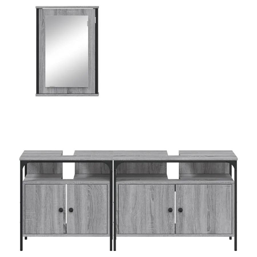 Ensemble de meubles de salle de bain 3 pcs Sonoma gris - 6