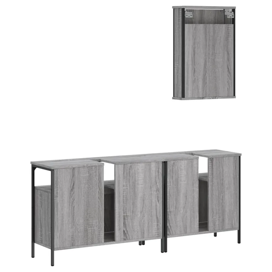 Ensemble de meubles de salle de bain 3 pcs Sonoma gris - 8
