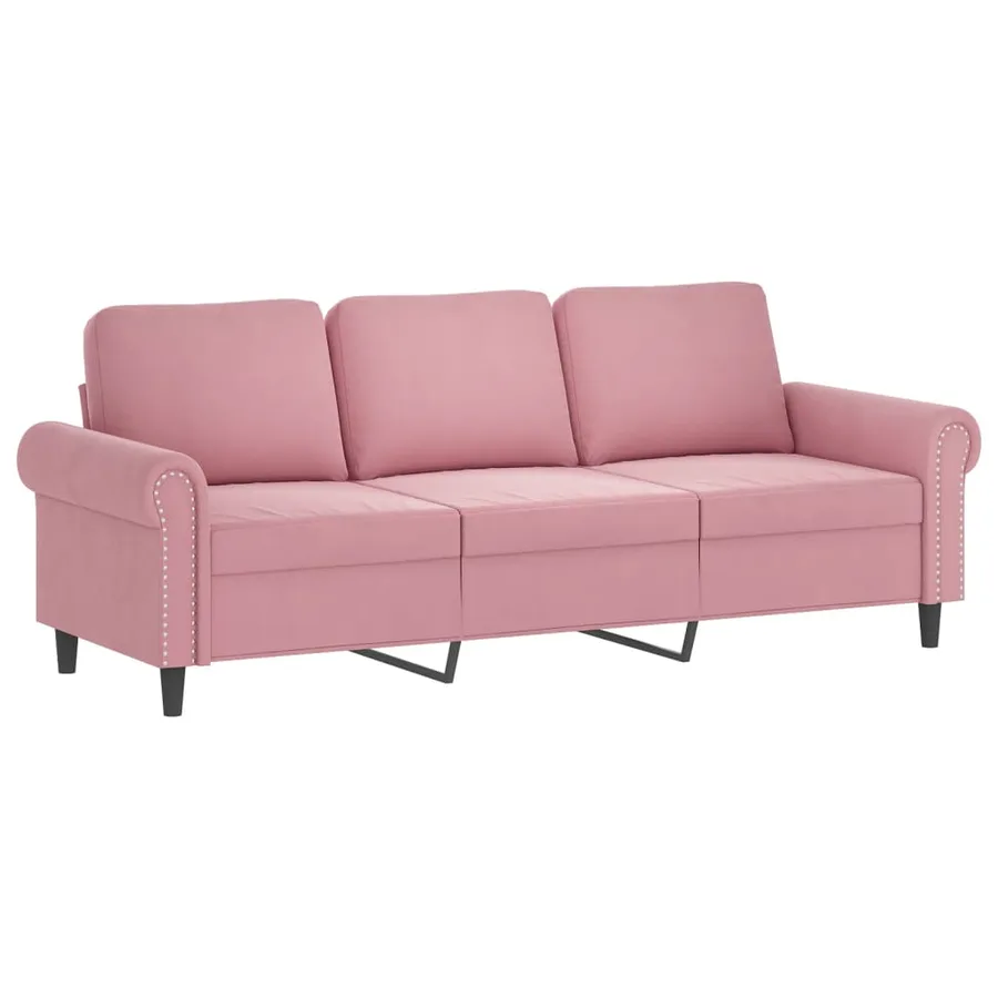 Ensemble de canapés 2 pcs avec coussins rose velours - 4