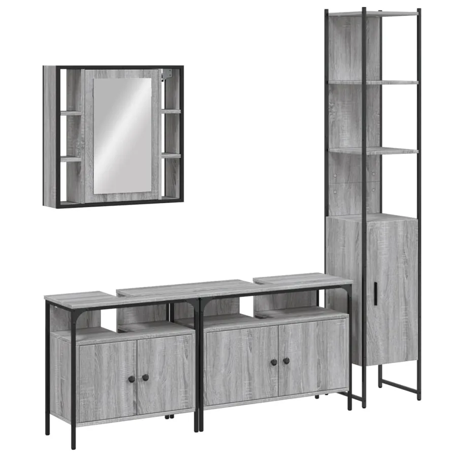 Ensemble d'armoires de salle de bain 4 pcs sonoma gris - 2