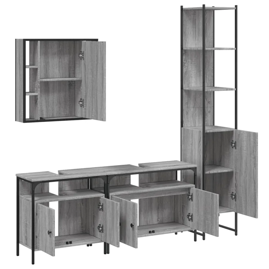Ensemble d'armoires de salle de bain 4 pcs sonoma gris - 5