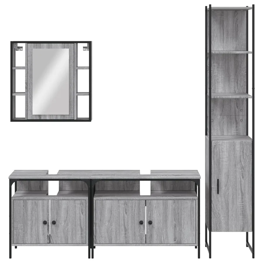 Ensemble d'armoires de salle de bain 4 pcs sonoma gris - 6