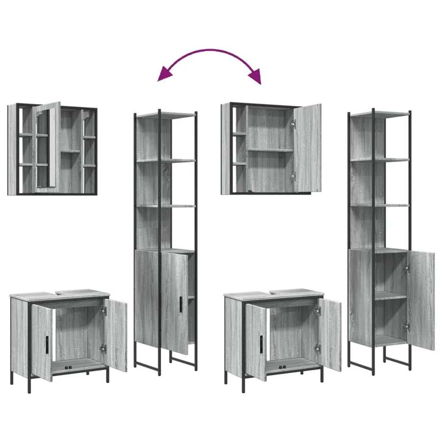 Ensemble d'armoires de salle de bain 3 pcs sonoma gris - 9