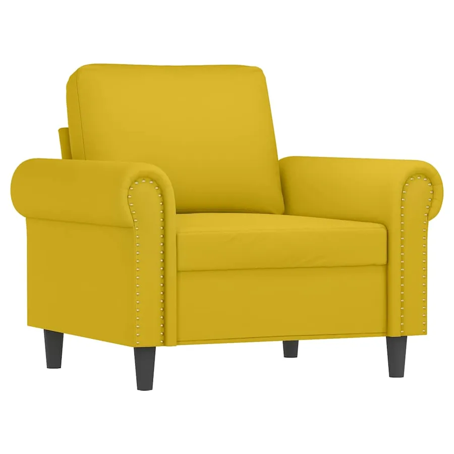 Ensemble de canapés 3 pcs avec coussins jaune velours - 3