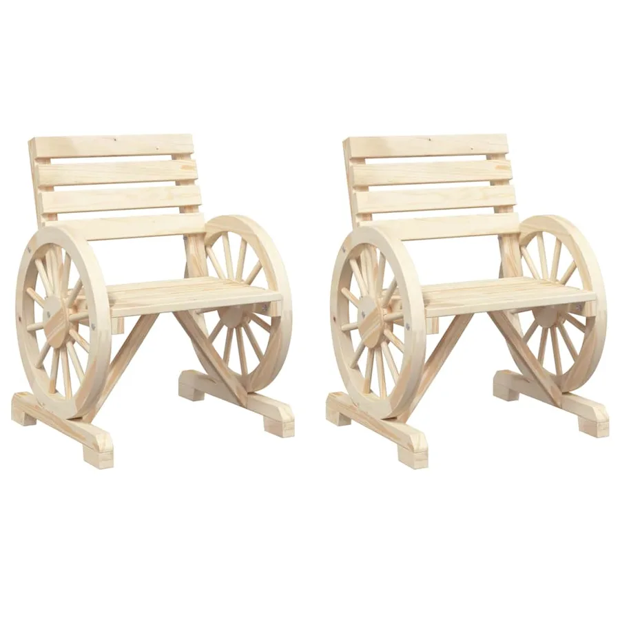 Chaises de jardin lot de 2 58x58x78,5 cm bois de sapin massif - 2