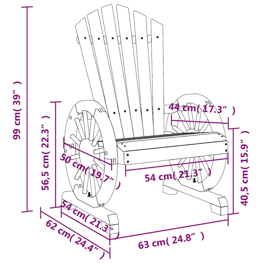 Chaises de jardin Adirondack lot de 2 bois de sapin massif - 10