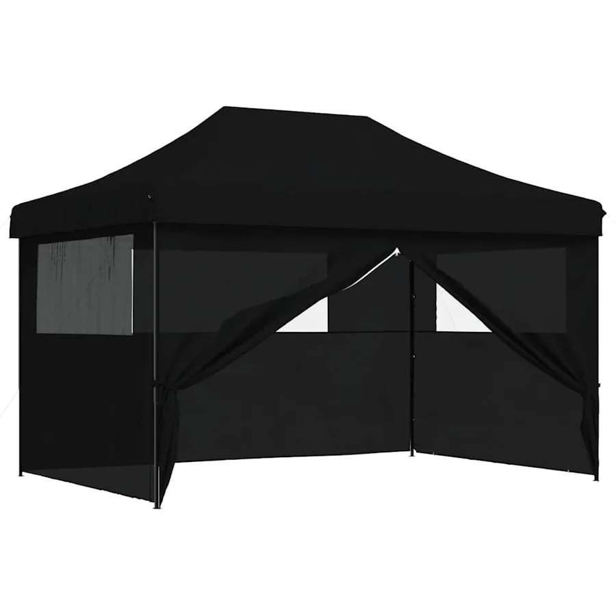 Tente de réception pliable escamotable 4 parois latérales noir - 7