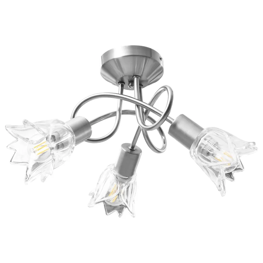 Plafonnier et abat-jour verre transparent 3 ampoules E14 Tulipe - 2