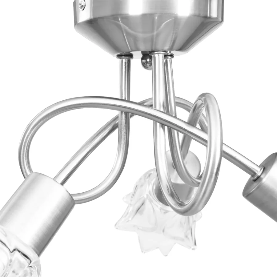 Plafonnier et abat-jour verre transparent 3 ampoules E14 Tulipe - 6
