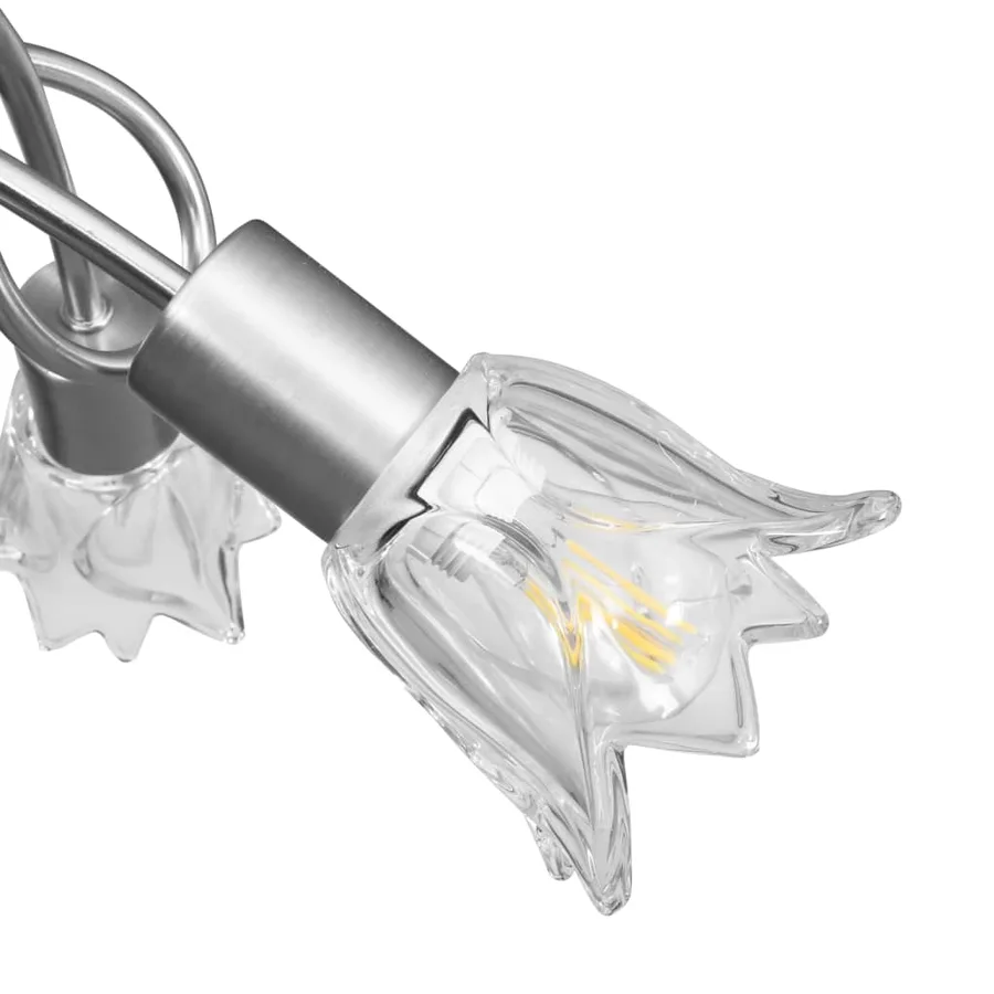 Plafonnier et abat-jour verre transparent 3 ampoules E14 Tulipe - 7