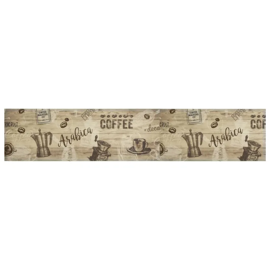 Tapis de cuisine lavable imprimé café marron 60x300 cm velours - 2