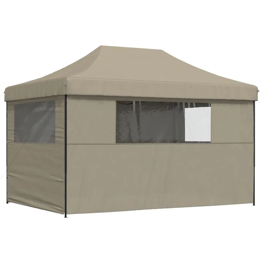 Tente de réception pliable escamotable 4 parois latérales taupe - 5
