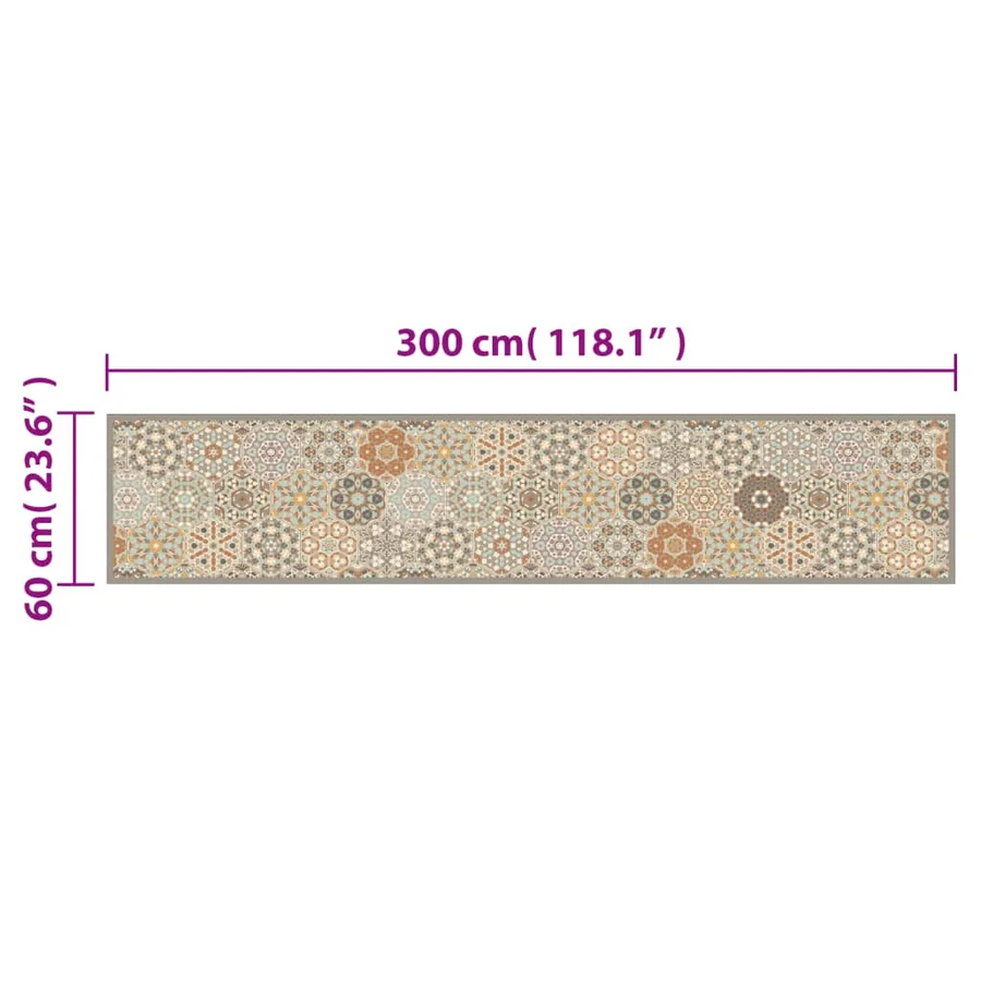 Tapis de cuisine lavable impression pastel hexagonale 60x300 cm - 5