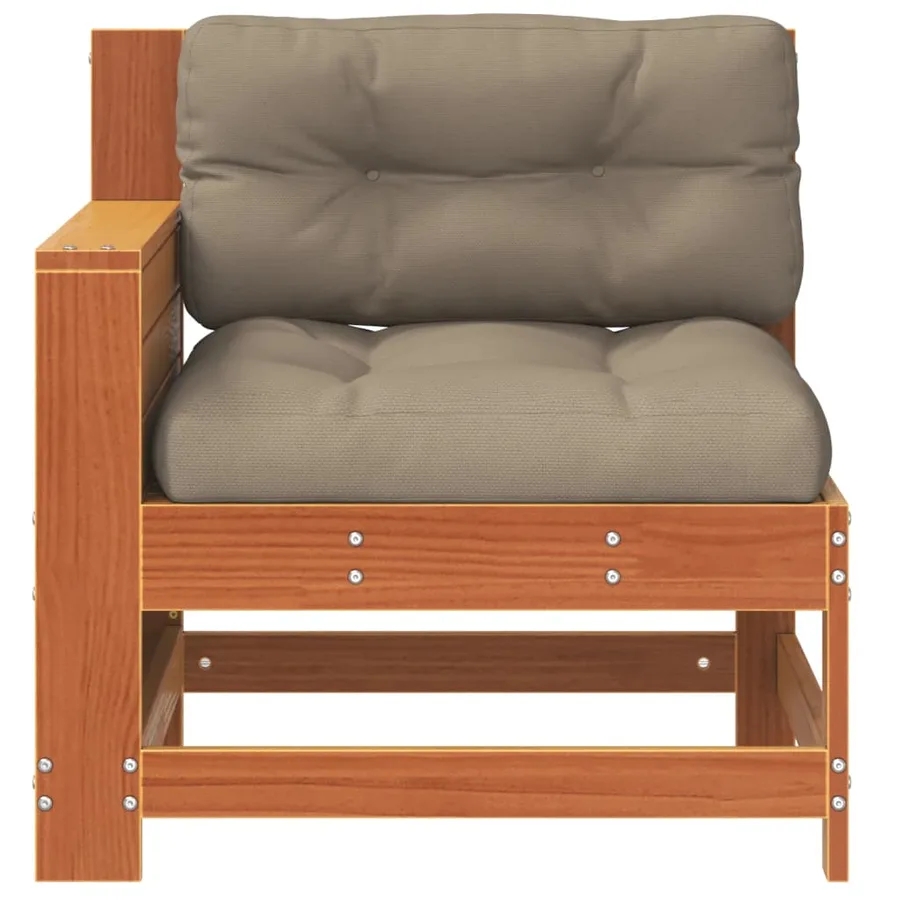 Canapé de jardin accoudoir coussins cire marron bois pin massif - 4