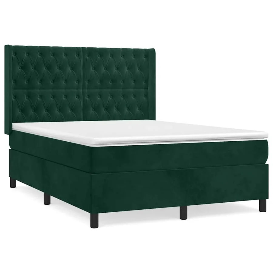 Sommier à lattes de lit et matelas Vert foncé 140x200cm Velours - 2